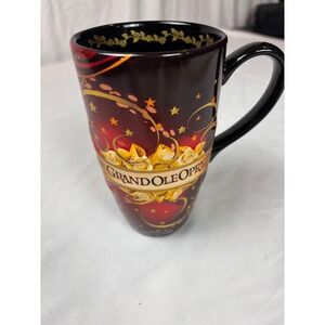 Grand Ole Opry Nashville Souvenir Latte Mug Red Black Gold Rose Microphone Tall